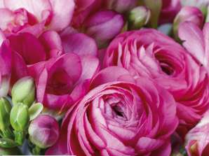 20 serwetek 33 x 33 cm Frezja i Jaskier Perski różowy Everyday