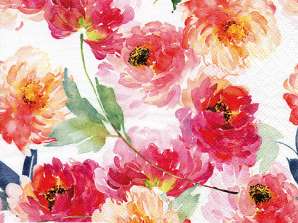 20 serviettes / serviettes 33 x 33 cm Roses d’été blanc Tous les jours
