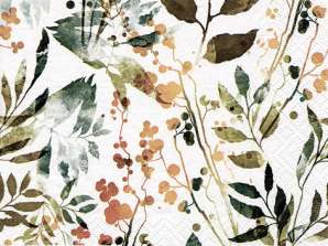 20 serviettes de table 33 x 33 cm Boho Leaves & Herbs vintage Everyday