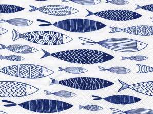 20 obrúskov 33 x 33 cm húf modrej ryby každý deň