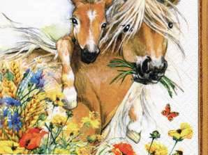 20 napkins 33 x 33 cm Horses in Summer Meadow Everyday