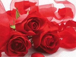 20 servetėlių 33 x 33 cm Valentino rožės kasdien