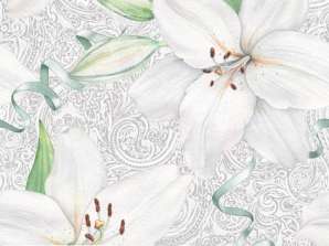 20 Servietten / Napins 33 x 33 cm   White Lily with Ribbon   Everyday