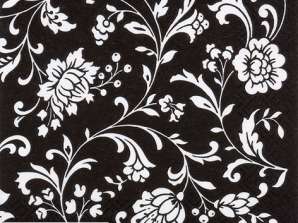 20 serviettes / serviettes 33 x 33 cm Arabesque Noir noir blanc Tous les jours