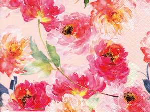 20 servietter 24 x 24 cm Sommerroser rosé hver dag