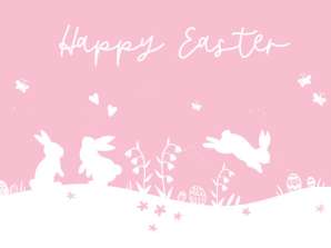 20 Servietten / Napins 33 x 33 cm   Happy Easter Bunnies rose   Spring 2024