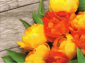 20 Servietten / Napins 33 x 33 cm   Colorful Bouquet of Tulips   Spring 2024