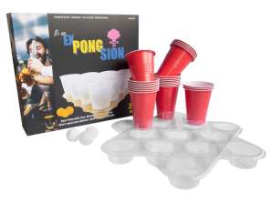 Drinking game Beer Pong with 22 cups