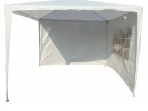 Gazebo Garden Tent 3x3m Marquise Pavilion com Laterais Tenda de Cerveja Branco