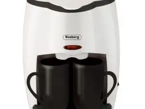 Cafetière avec 2 tasses Rosberg R51170A, 450W, 250ml, Arrêt automatique, Blanc