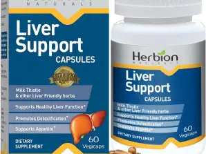 Herbion Naturals Трав'яна суміш для підтримки печінки з розторопшею, підтримує здорову функцію печінки, сприяє детоксикації, підтримує апетит, 60 Vegicap
