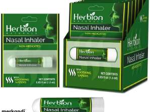 Herbion Naturals nasal inhalator ikke-medicineret, lindrer næsestop og blokering, 0,05 FL oz (1,5 ml) (pakke med 6)