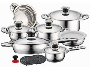 Cheffinger CF 1600S: 16 Peças Aço Inoxidável Inox Cookware set