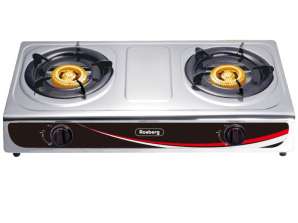 Double Gas Hob Rosberg R51454AD, 5.4 kWh, 30 mbar, Automatic Ignition, 2 Cast Iron Burners, Stainless Steel