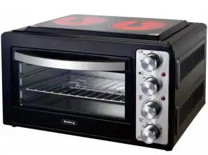 Štednjak s keramičkom pločom za kuhanje Rosberg Premium RP51441A38, 38 l, 3100W, konvekcija, zajednički rad ploče za kuhanje s pećnicom, crna