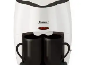 Coffee Maker with 2 Cups Rosberg R51170A, 450W, 250ml, Auto-off, White