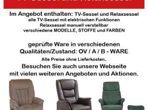 TV armchair, recliner, stand-up aid, relax function, various models
