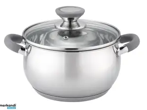 Cooking Pot Oliver OV51210N24, 24 cm, 6 liters, Induction, Silicone Handles, Stainless Steel/Gray