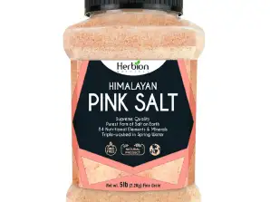 Herbion Naturals Himalayan Pink Salt Jar Grão fino, OGM Free, Supreme Quality Chemical Free, Vegan, Kosher Certified, Grão fino All-Natural Salt, Tr