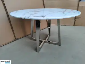 table de salon - table basse or et argent plateau marbre