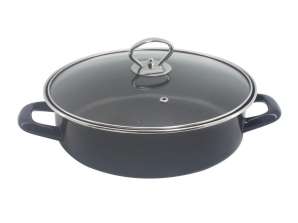 2-in-1 Tray and Pot Rosberg R51222A26CT, 26 cm, Marble Coating, Lid, Induction and Oven, Black