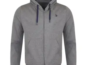 Stock of zip-up sweatshirts by U.S. POLO ASSN. Hooded dark grey