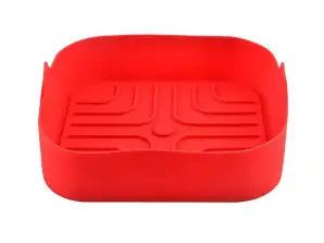 Panier à moules en silicone pour friteuse à air Rosberg R51980SS, 20,5x20,5x5,5cm, rouge