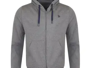 Stock zip-up sweatshirts by U.S. POLO ASSN.  Hooded dark grey