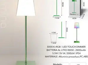 Wiederaufladbare Tischlampe chromatisch grün, kabellose Tischlampe, RGB mehrfarbige Touch dimmbare Tischlampe für Restaurant, Schlafzimmer Tischlampe, Schreibtischlampe
