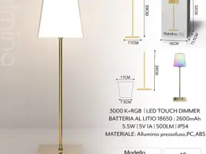Uzlādējama galda lampa Hromatiskais zelts, bezvadu galda lampa, RGB daudzkrāsains pieskāriens aptumšojama galda lampa restorānam, guļamistabas galda lampa, galda lampa