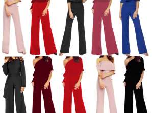WOMEN'S JUMPSUITS OFF-THE-SHOULDER PANTS WITH RUFFLE MIX OF PATTERNS AND COLORS - XL