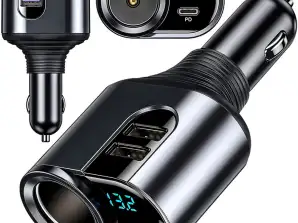 Car charger 2x USB USB C PD 127W fast socket splitter