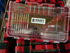 KRAFT GEREEDSCHAP, BOREN, BOREN EN BITS IN KOFFER 90st. en 120-delige set, 712 stuks. A-WARE