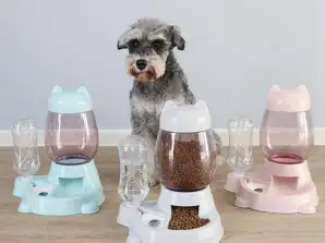 Automatyczny dozownik wody i karmy 2 w 1 dla psów i kotów: 3 kolory: szary, różowy i niebieski