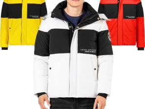 Męska pikowana kurtka zimowa unisex outdoorowa z odpinanym kapturem firmy Sublevel H500444Y4494A . Sprzedaż hurtowa kurtek zimowych męskich i damskich