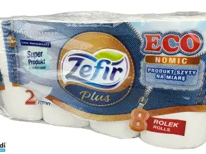 PT-01 toalettpapir 8 ruller - 2-lags - 15 meter - 100% cellulose