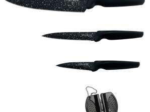 Royalty Line RL MB3B: Set di coltelli da cucina rivestiti in Mable da 3 pezzi con affilacoltelli tascabili