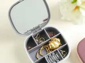 Caixa portátil de joias de couro para exibição de joias de brinco, Mini gaveta de joias, organizador de joias para colares, maquiagem, joias para viagem - rosa escuro
