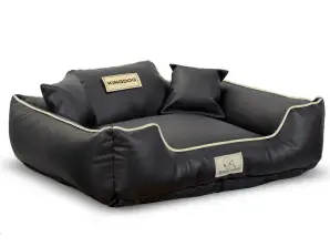 Corralito para cama para perros KINGDOG ECOLEATHER 75x65 cm Personalizado INAMOVIBLE Antideslizante Negro