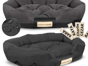 Suņu gulta OVAL 75x50 cm Personalizēts ūdensnecaurlaidīgs melns