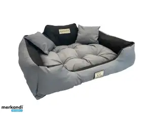 Suņu gultas rotaļu ratiņš KINGDOG 75x65 cm Personalizēts ūdensizturīgs tumši pelēks