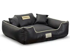 Dog bed playpen KINGDOG ECOLEATHER 75x65 cm Personalized UNMOVABLE Antislip Black