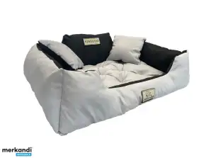 Suņu gultas rotaļu ratiņš KINGDOG 145x115 cm Personalizēts ūdensizturīgs gaiši pelēks