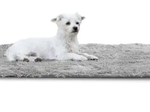 Hundeseng 80x60 cm Shaggy Antislip Lys grå