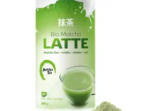 Bio Matcha Tea Latte 300 g is een heerlijke combinatie van fijngemalen matcha groene thee, rietsuiker en melk.