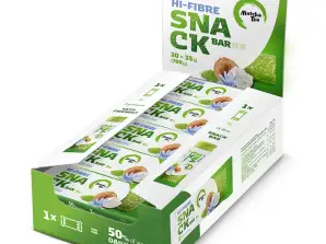 Matcha Tea snack bar 35 g. A low-carb bar full of fibre and matcha is the perfect healthy snack. It fills you up, gives you energy, is gluten-free and free of added sugars!