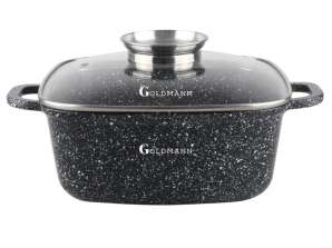 High quality cast aluminum square Pot-Roaster Goldmann GM-1224, 24x24x10cm, 4.5L, Ceramic cover, Induction