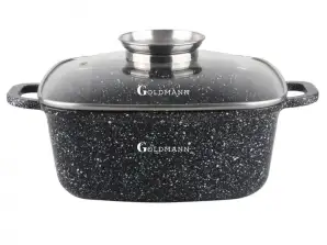 High quality cast aluminum square Pot-Roaster Goldmann GM-1228, 28x28x11cm, 6.5L, Ceramic cover, Induction