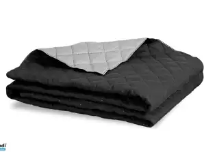 Prošívaný přehoz na postel OBOUSTRANNÝ šedo-černý 160x200 cm