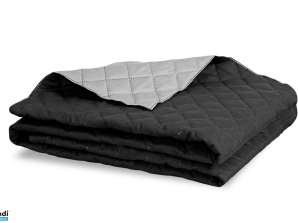 Dobbeltsidig vattert sengeteppe Grå-svart 200x220 cm